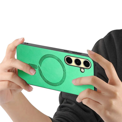 For Samsung Galaxy A26 5G Leather Back Case Compatible with MagSafe Skin-touch Phone Cover