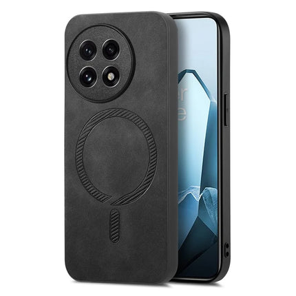For OnePlus Ace 5 Pro 5G / OnePlus Ace 5 5G Leather Back Case Compatible with MagSafe Skin-touch Phone Cover - Black