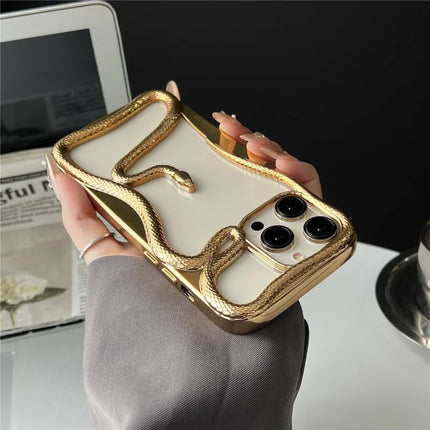 For iPhone 16 Pro Max Bumper Case Hollow Snake Design TPU Phone Cover