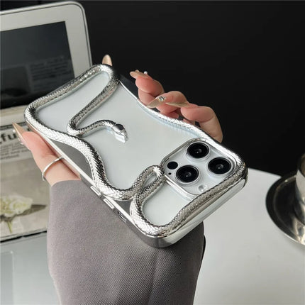 For iPhone 16 Pro Max Bumper Case Hollow Snake Design TPU Phone Cover