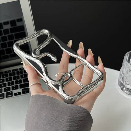 For iPhone 16 Pro Max Bumper Case Hollow Snake Design TPU Phone Cover