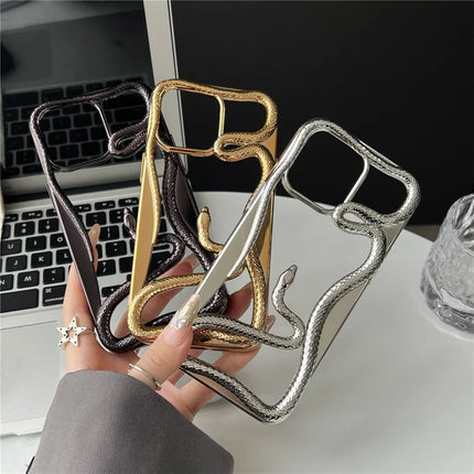 For iPhone 16 Pro Max Bumper Case Hollow Snake Design TPU Phone Cover