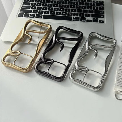 For iPhone 16 Pro Max Bumper Case Hollow Snake Design TPU Phone Cover