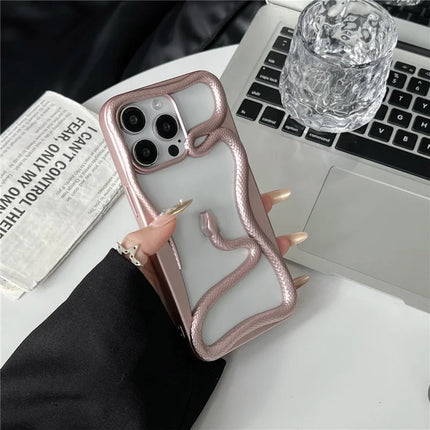 For iPhone 16 Pro Max Bumper Case Hollow Snake Design TPU Phone Cover