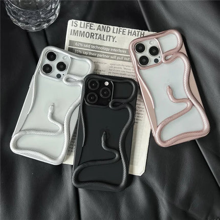 For iPhone 16 Pro Max Bumper Case Hollow Snake Design TPU Phone Cover