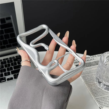 For iPhone 16 Pro Max Bumper Case Hollow Snake Design TPU Phone Cover