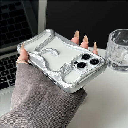 For iPhone 16 Pro Max Bumper Case Hollow Snake Design TPU Phone Cover