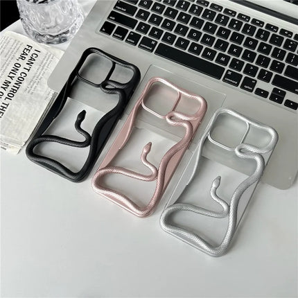 For iPhone 16 Pro Max Bumper Case Hollow Snake Design TPU Phone Cover