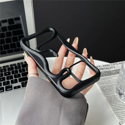 For iPhone 16 Pro Max Bumper Case Hollow Snake Design TPU Phone Cover