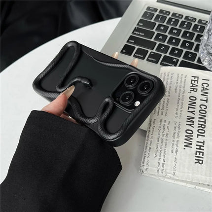 For iPhone 16 Pro Max Bumper Case Hollow Snake Design TPU Phone Cover