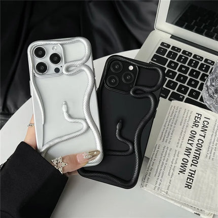For iPhone 16 Pro Max Bumper Case Hollow Snake Design TPU Phone Cover