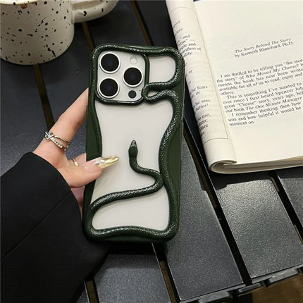 For iPhone 16 Pro Max Bumper Case Hollow Snake Design TPU Phone Cover