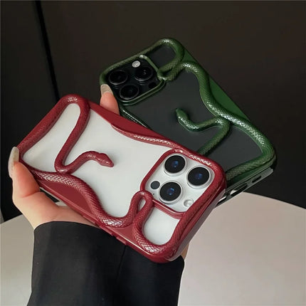 For iPhone 16 Pro Max Bumper Case Hollow Snake Design TPU Phone Cover