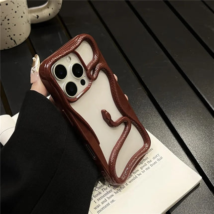 For iPhone 16 Pro Max Bumper Case Hollow Snake Design TPU Phone Cover