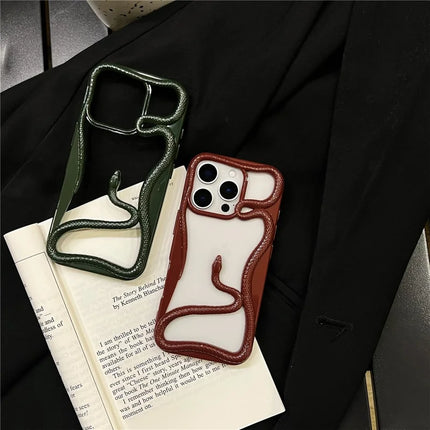 For iPhone 16 Pro Max Bumper Case Hollow Snake Design TPU Phone Cover