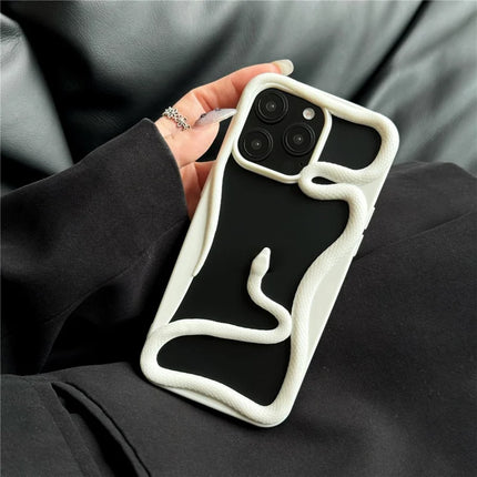 For iPhone 16 Pro Max Bumper Case Hollow Snake Design TPU Phone Cover