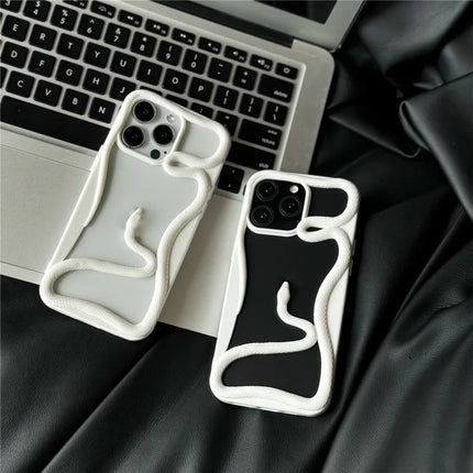 For iPhone 16 Pro Max Bumper Case Hollow Snake Design TPU Phone Cover