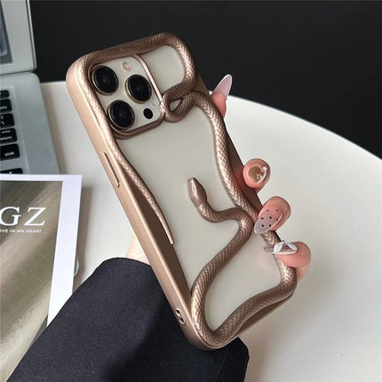 For iPhone 16 Pro Max Bumper Case Hollow Snake Design TPU Phone Cover