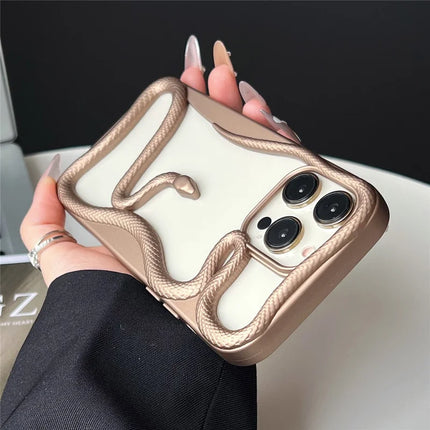For iPhone 16 Pro Max Bumper Case Hollow Snake Design TPU Phone Cover