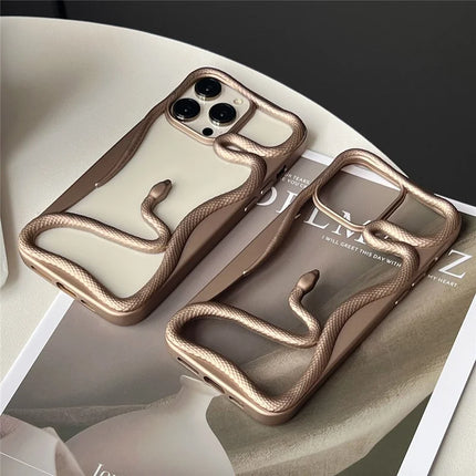 For iPhone 16 Pro Max Bumper Case Hollow Snake Design TPU Phone Cover
