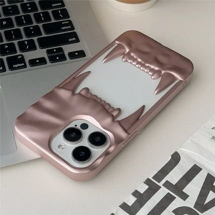 For iPhone 16 Pro Case TPU Protective Phone Cover Hollow Wrinkle Tiger Tooth Design
