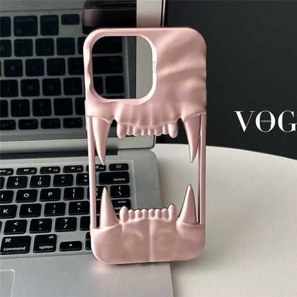For iPhone 16 Pro Max Case TPU Protective Phone Cover Hollow Wrinkle Tiger Tooth Design