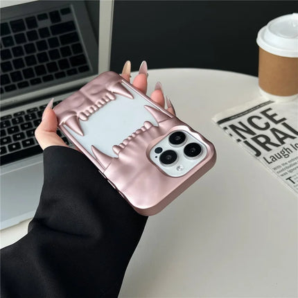 For iPhone 16 Pro Max Case TPU Protective Phone Cover Hollow Wrinkle Tiger Tooth Design