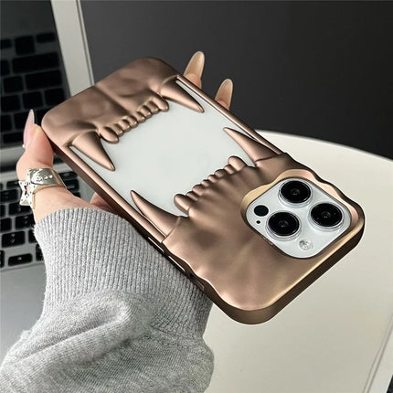 For iPhone 16 Pro Max Case TPU Protective Phone Cover Hollow Wrinkle Tiger Tooth Design