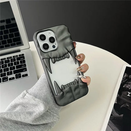 For iPhone 16 Pro Max Case TPU Protective Phone Cover Hollow Wrinkle Tiger Tooth Design