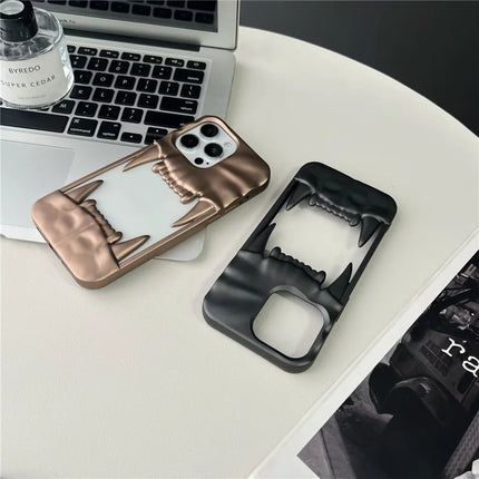 For iPhone 16 Pro Max Case TPU Protective Phone Cover Hollow Wrinkle Tiger Tooth Design