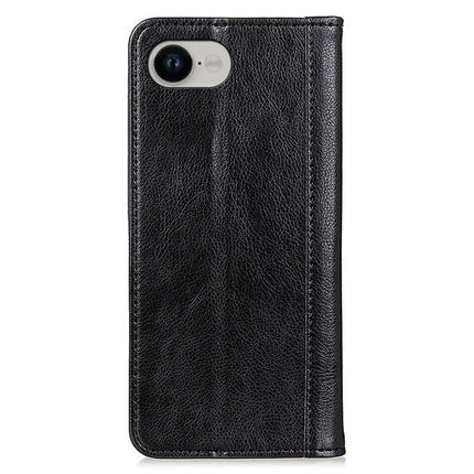For iPhone 16e Stand Case Split Leather Litchi Texture Wallet Phone Cover