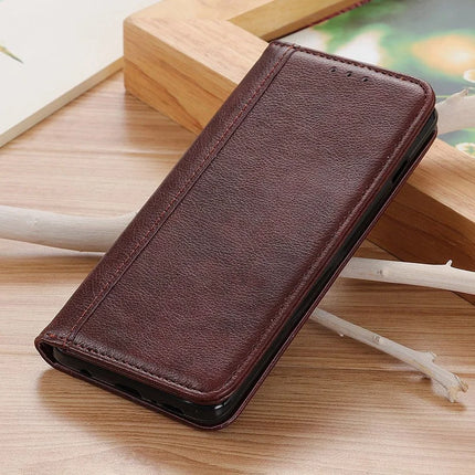 For iPhone 16e Stand Case Split Leather Litchi Texture Wallet Phone Cover