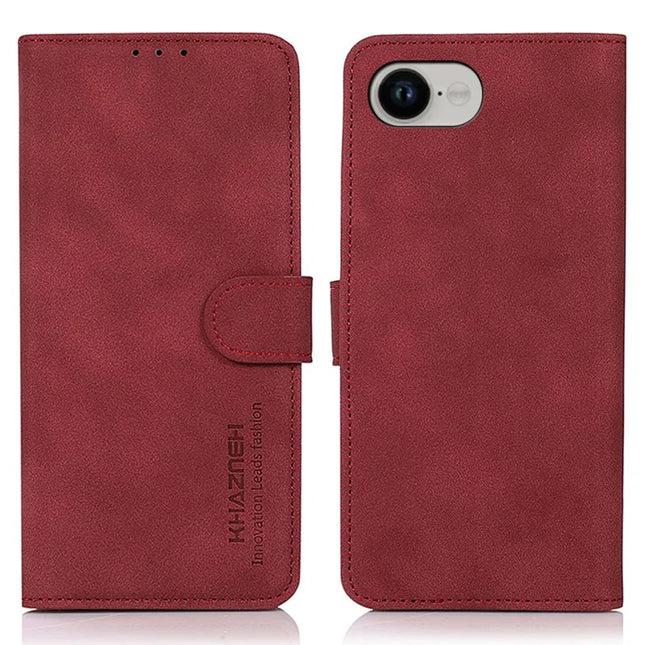 KHAZNEH For iPhone 16e Case PU Leather Wallet Stand Phone Cover - Red