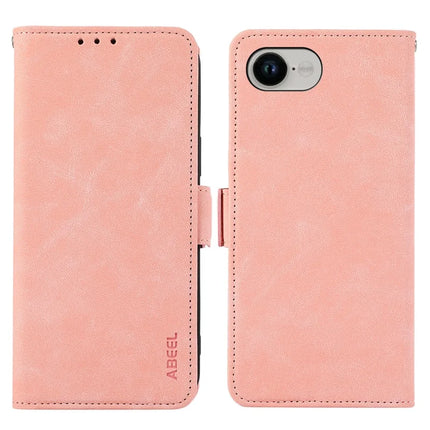 ABEEL For iPhone 16e Case PU Leather Folio Stand View RFID Blocking Phone Cover - Pink