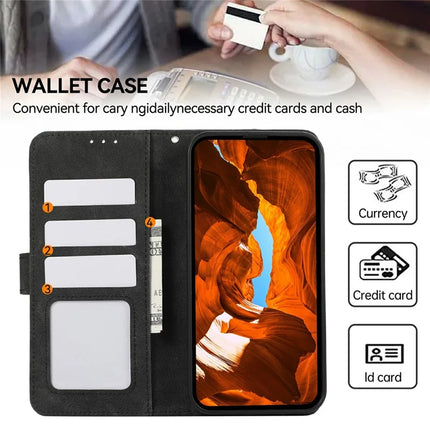 ABEEL For iPhone 16e Case Color Splicing Leather Flip Phone Cover RFID Blocking