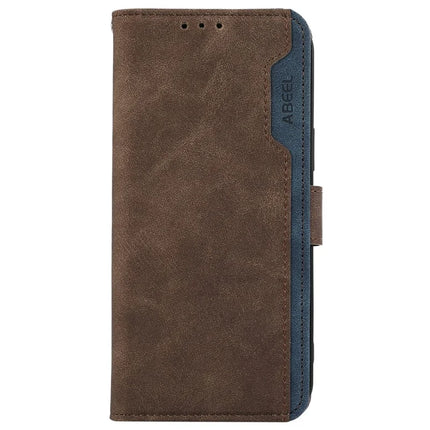 ABEEL For iPhone 16e Case Color Splicing Leather Flip Phone Cover RFID Blocking