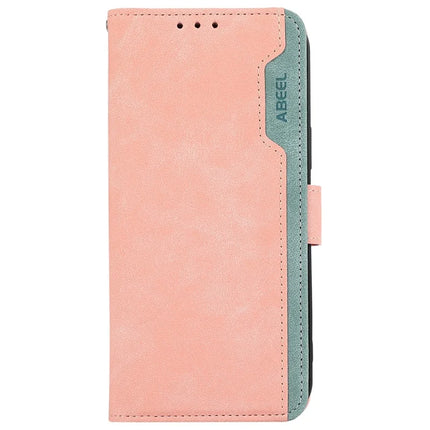 ABEEL For iPhone 16e Case Color Splicing Leather Flip Phone Cover RFID Blocking