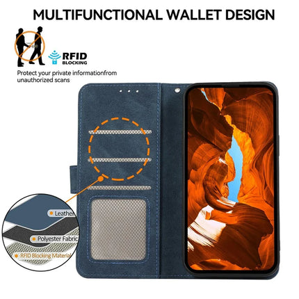 ABEEL For iPhone 16e Case Color Splicing Leather Flip Phone Cover RFID Blocking