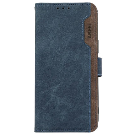 ABEEL For iPhone 16e Case Color Splicing Leather Flip Phone Cover RFID Blocking