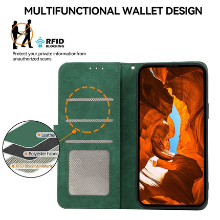 ABEEL For iPhone 16e Case Color Splicing Leather Flip Phone Cover RFID Blocking