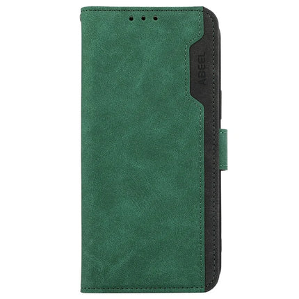 ABEEL For iPhone 16e Case Color Splicing Leather Flip Phone Cover RFID Blocking