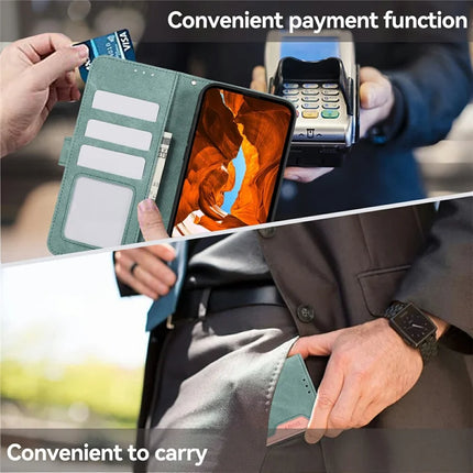 ABEEL For iPhone 16e Case Color Splicing Leather Flip Phone Cover RFID Blocking