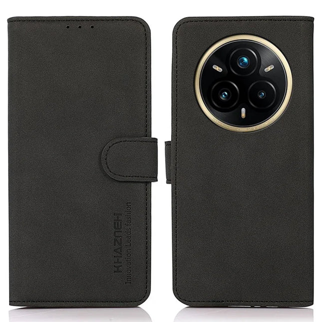 KHAZNEH For Realme 14 Pro 5G Case PU Leather Wallet Stand Phone Cover - Black