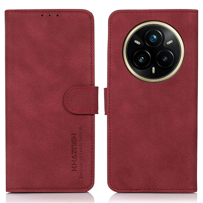 KHAZNEH For Realme 14 Pro 5G Case PU Leather Wallet Stand Phone Cover - Red
