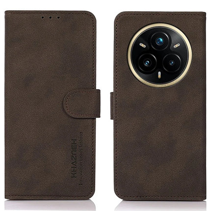 KHAZNEH For Realme 14 Pro 5G Case PU Leather Wallet Stand Phone Cover - Brown