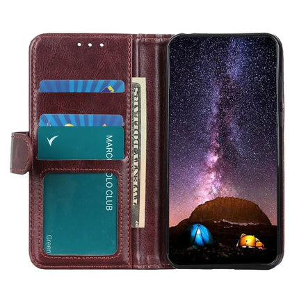 For iPhone 16e Case Crazy Horse Texture PU Leather Phone Stand Cover