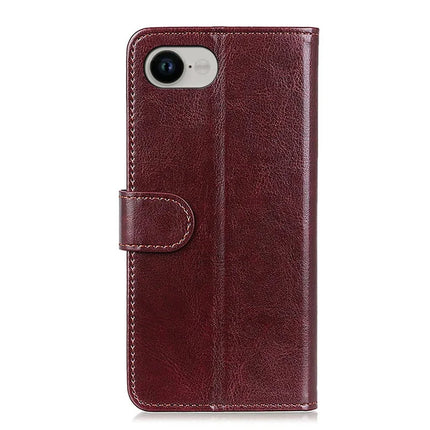 For iPhone 16e Case Crazy Horse Texture PU Leather Phone Stand Cover