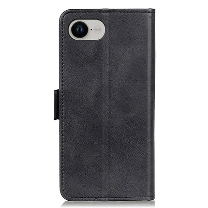 For iPhone 16e Case Stand Cowhide Texture PU Leather Phone Cover