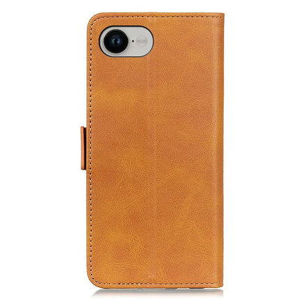For iPhone 16e Case Stand Cowhide Texture PU Leather Phone Cover