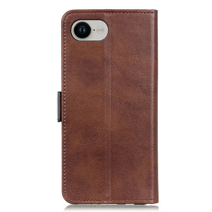 For iPhone 16e Case Stand Cowhide Texture PU Leather Phone Cover